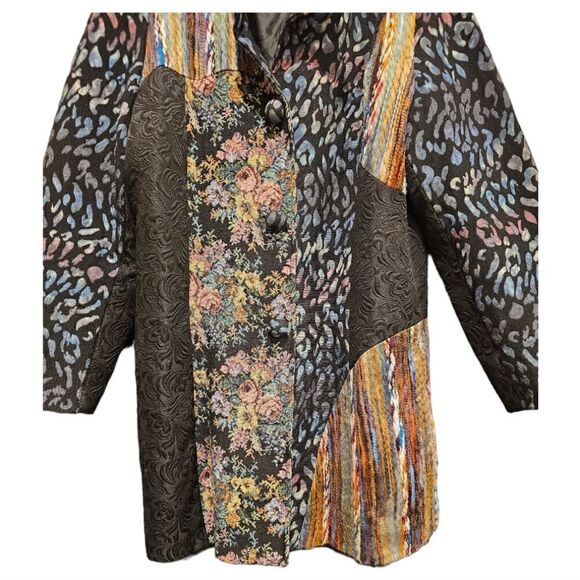 MOKA Patchwork Artsy Mixed Print Jacket Coat - Size XL - Picture 4 of 8